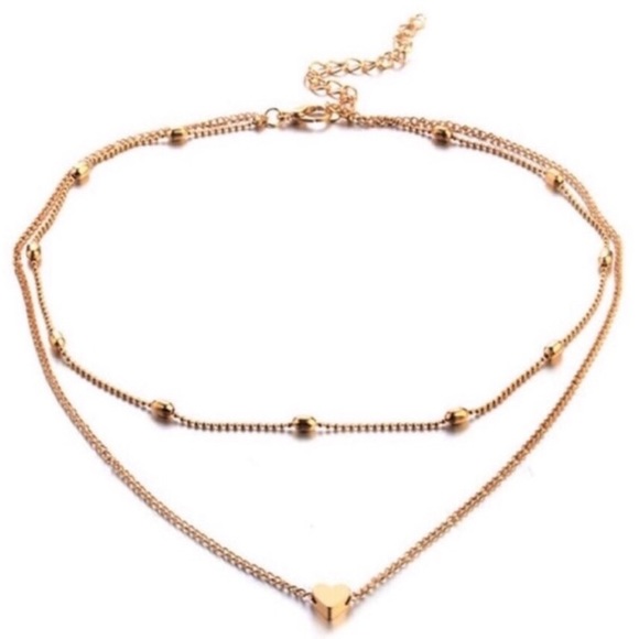 ⚜️[𝟯/$𝟭𝟴]⚜️2 Layered Heart Gold Choker NEW - Picture 5 of 9